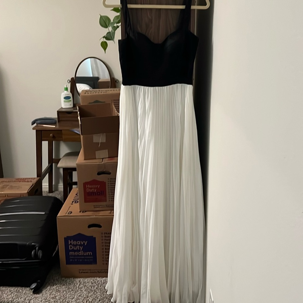 Aidan by Aidan Mattox formal black and white dress